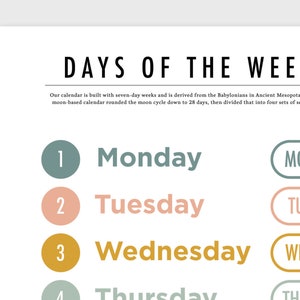 Simple Day Of The Week Poster Digital And Printable Monday To Sunday Posters Educational Chart For Nursery Classroom Decoration image 3