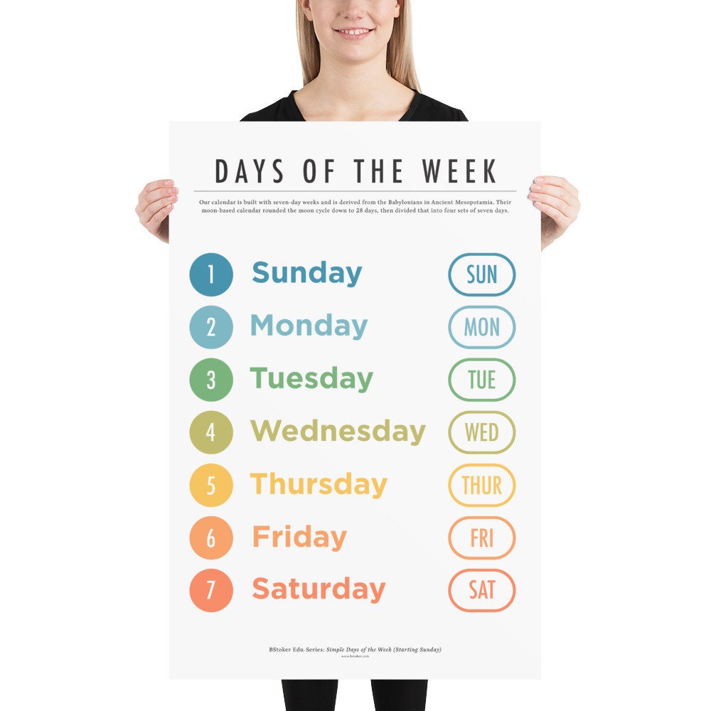 Days of the Week (simple, S–S) (high Quality Print) - Etsy