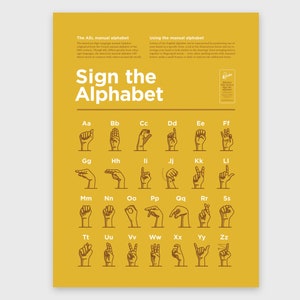 Sign The Alphabet Yellow Chart Simple American Sign Language Montessori Posters Printable Learning Poster For Classroom Decoration image 2