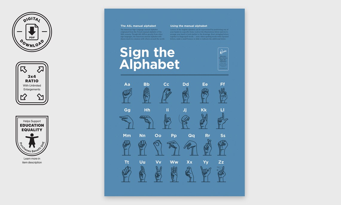 American Sign Language Chart Digital and Printable Sign - Etsy