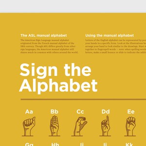 Sign The Alphabet Yellow Chart Simple American Sign Language Montessori Posters Printable Learning Poster For Classroom Decoration image 3