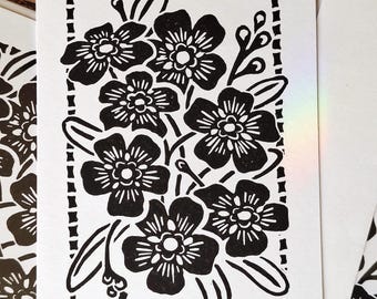 Forget-me-not Greeting Cards | Linocut Print Handmade Cards