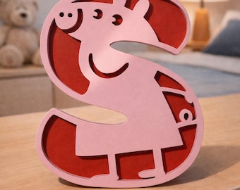 Custom Wooden Pink Pig Letter Sign/Plaque - Personalised - Custom Decor - toy