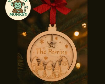 Personalised Wooden Gonk Christmas Bauble / Tree Decoration / Customised Family