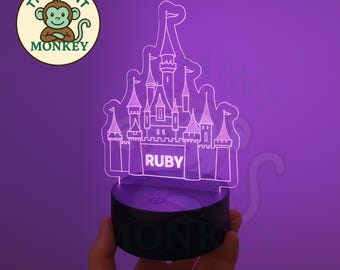 Personalised LED Princess Castle Colour Changing Childs 3D Night Light