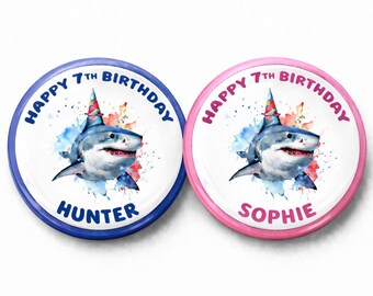 Shark Personalised Birthday 58mm Badge any age