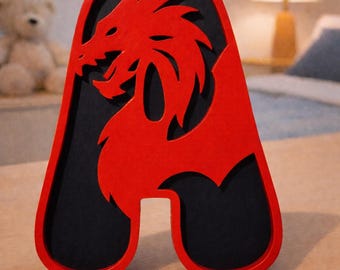Custom Wooden Dragon Letter Sign/Plaque - Personalised - Custom Decor - Fantasy