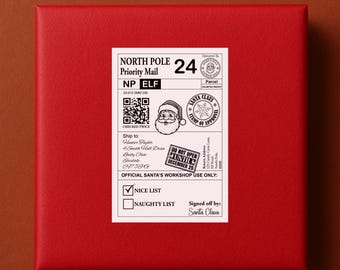 Personalised Mail Label – Santa Claus Christmas Postage Sticker North Pole