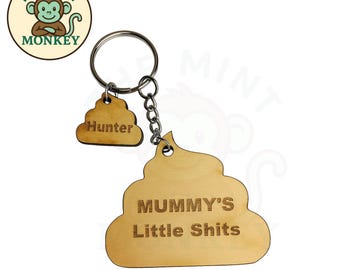 Personalised Mum Keychain–Mummy’s Little Shits–Funny Gift for Mum–Custom Names