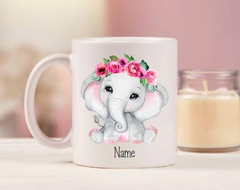 Personalised Elephant Mug – Custom Name Gift