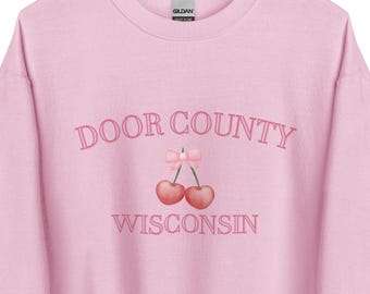 Door County Wisconsin-sweatshirt, kersenrood