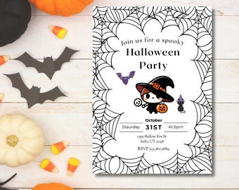 Halloween Party Invite Witch| Halloween Party Invite| Halloween Party Invite Kids| Halloween Party Invite Canva| Cute Spooky Party Printable