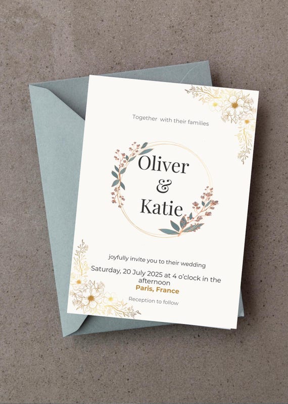 Editable Wedding Invitation Template | 5x7 Digital Download | Printable Invitation | Instant Download | Edit with Canva