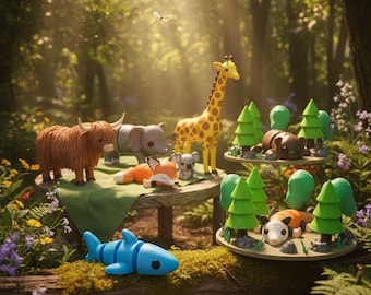 3D gedruckte Flexi Tiere: Gelenk-Fidget-Spielzeug, Partygeschenke (10er-Set)