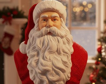 Santa Claus Bust Statue: Classic Christmas Holiday Decor