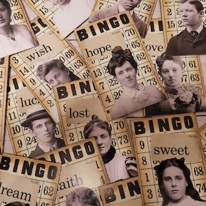 Tarjeta de bingo alterada, tarjeta de diario vintage