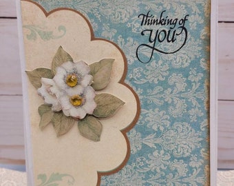 Thinking of You Card, Friendship, Hand Stamped Greeting Card