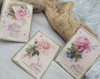 Rose Journal Cards, 3 Playing Cards, Upcycled