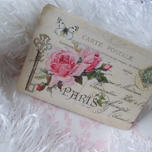 Tarjeta de diario de París, Shabby Chic, tarjeta en blanco, libro de recuerdos, tarjeta de diario basura