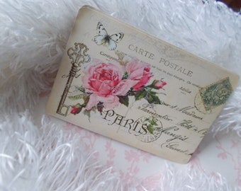 Paris Journal Card, Shabby Chic, Blank Card, Scrapbook, Junk Journal Card