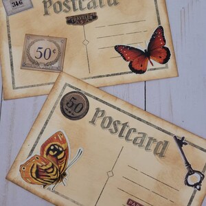 2 Journal Cards, Postcard Style, Distressed