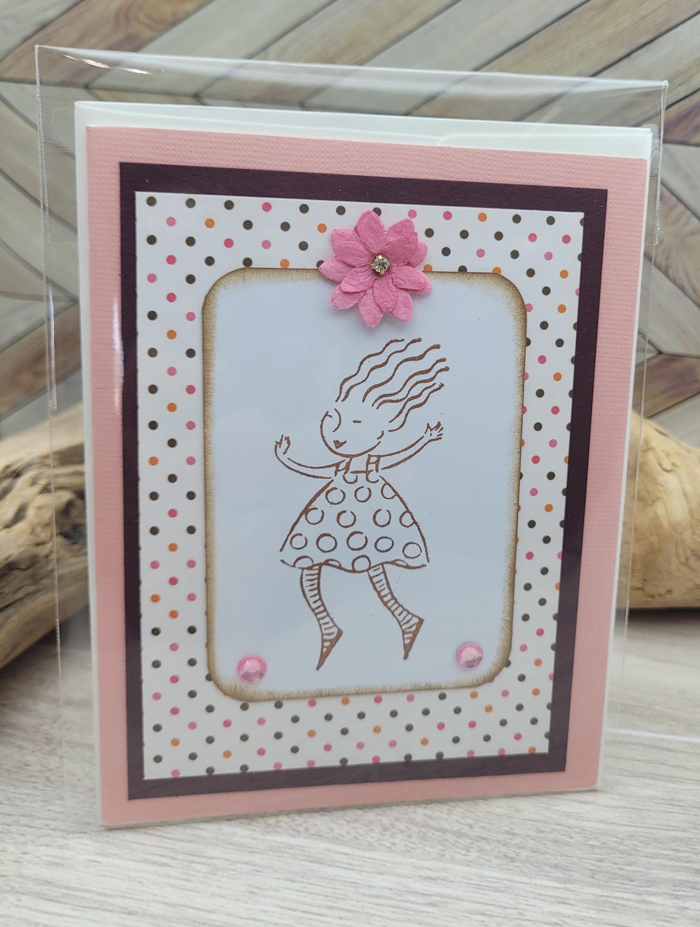 Whimsical Greeting Card, Friendship Card, Handmade, Stamped Card