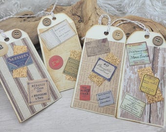 4 Tags, Distressed, Cardstock Tags, Vintage Style