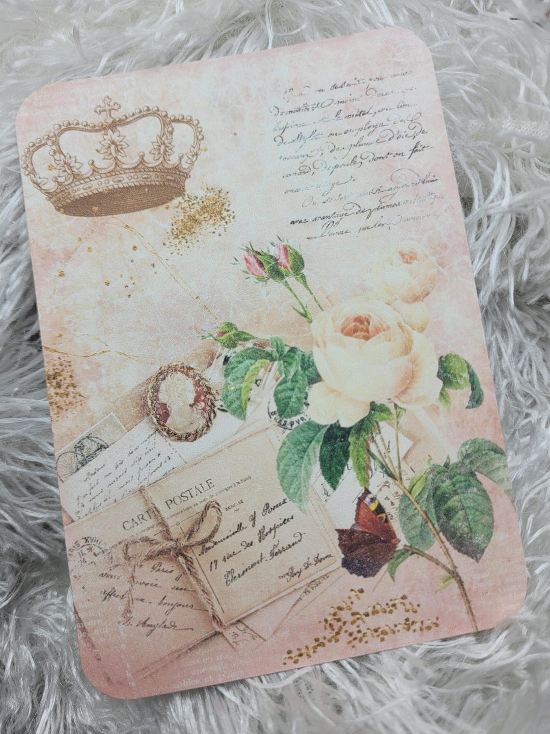 Antique French Journal Card, Shabby Chic Junk Journal Scrapbook ...