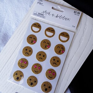 Gold Glitter Smiley Stickers, The Paper Studio