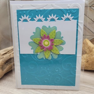 Tarjeta de flores, tarjeta de felicitación en blanco, hecha a mano, tarjeta de amistad