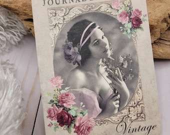 Journal Card Victorian Lady, Beautiful French Shabby Chic, Blank Card, Scrapbook, Junk Journal Card