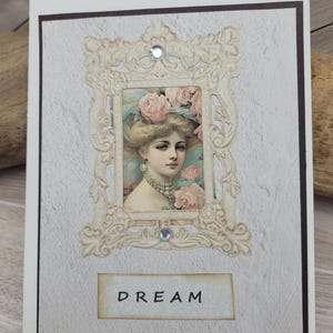 Carte fantaisie femme, carte de voeux vierge, fait main, carte de l'amitié