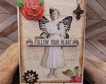 Mixed Media Easel, Victorian, Tim Holtz Ephemera, Distressed