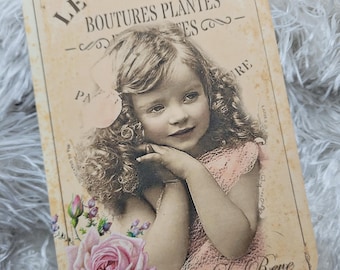 Victorian Girl Journal Card, Junk Journal Scrapbook Embellishment, Pocket Insert