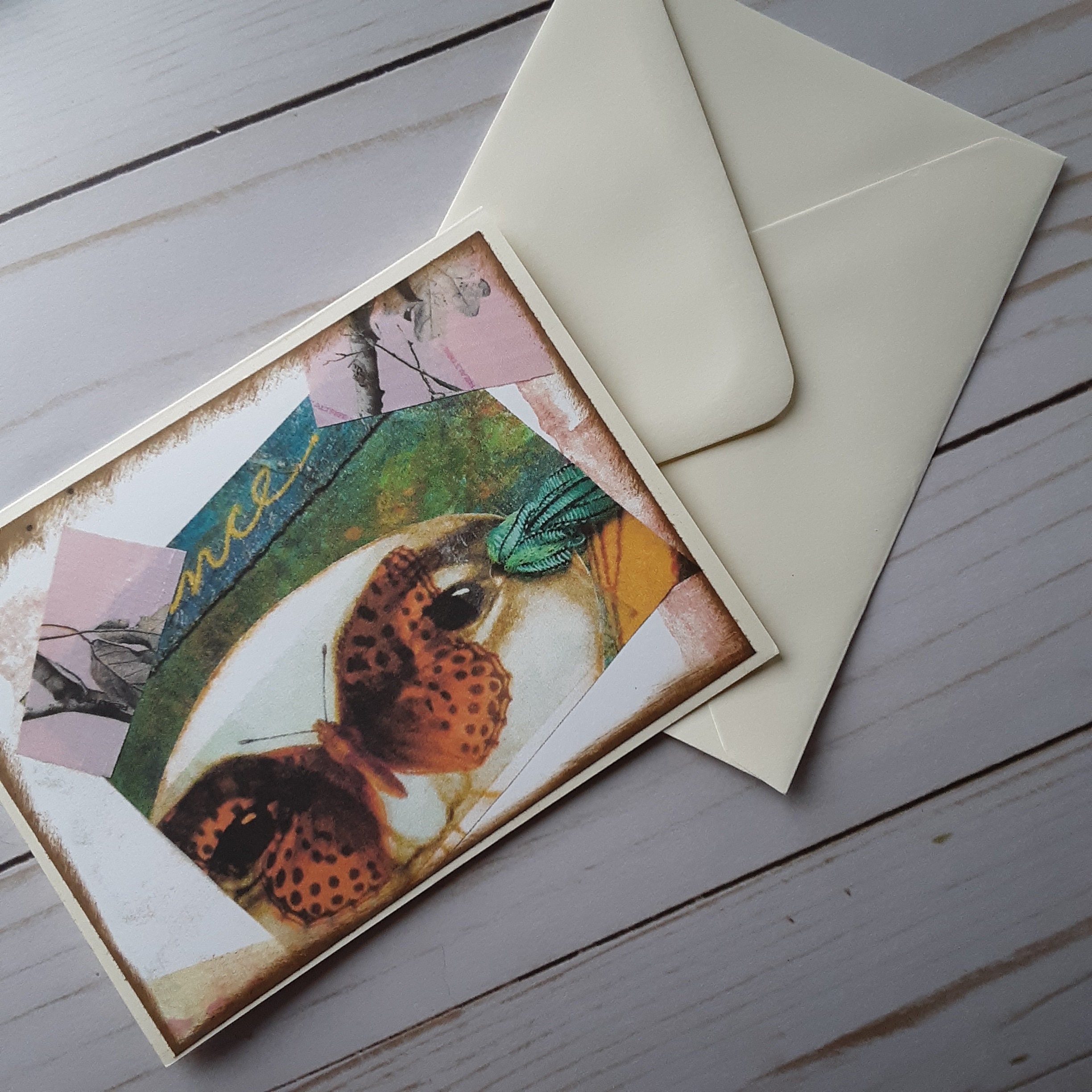 Blank Mixed Media Greeting Cards 5 Collage Art Cards Etsy