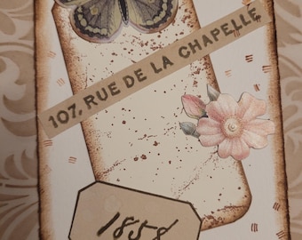 Butterfly Journal Card, Distressed, Handmade