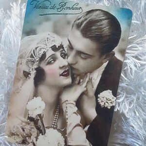 Tarjeta de diario, pareja de bodas románticas, tarjeta en blanco, Scrapbook, tarjeta de diario de basura francesa