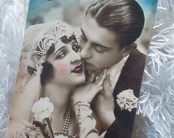 Victorian Wedding Couple Journal Card: French Ephemera for Junk Journals