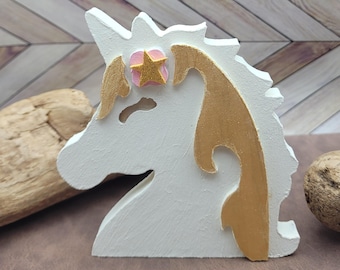 Wooden Unicorn Decor, Shelf Decor, Gift for Girl, Hand Painted