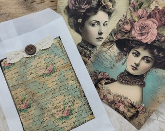 Altered Glassine Bag, Victorian Journal Cards