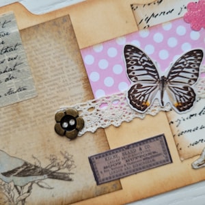 Junk Journal Karte, Handmade Journal Insert, Pocket Journal, Scrapbook, Vintage Journal Card, Verschönerung