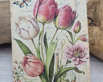 Tulips Journal Card, Junk Journal Embellishment, Vintage