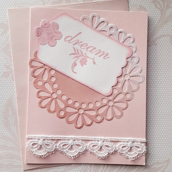 Inspiration Greeting Card, Dream, Blank, Shabby Chic, Friendship, Hand Stamped Card