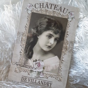Tarjeta de diario chica francesa victoriana, Shabby Chic, tarjeta en blanco, álbum de recortes, tarjeta de diario basura
