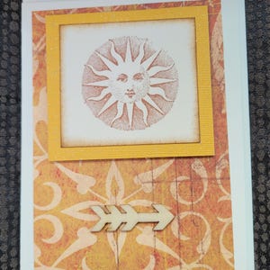 Hand Stamped Sun Greeting Card, Nature Friendship Card, Handmade, Thinking of You