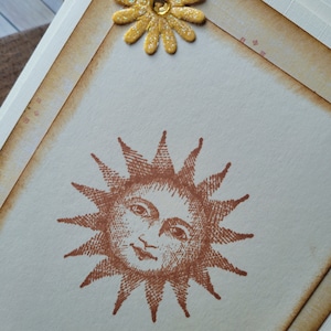 Hand Stamped Sun Greeting Card, Nature Friendship Card, Handmade, Thinking of You