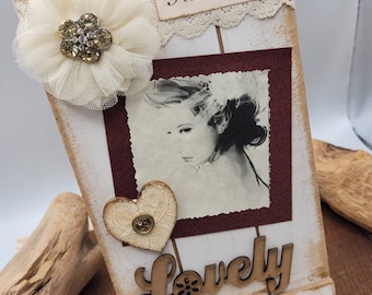 Wood Easel Plaque, Mixed Media, Bridal Gift