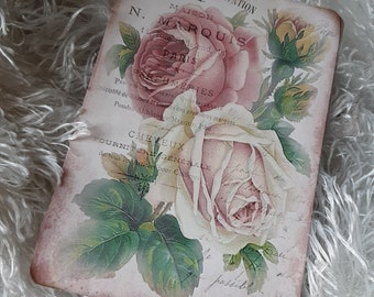Journal Card Antique Roses, Blank Card, Scrapbook, Junk Journal Card, Embellishment