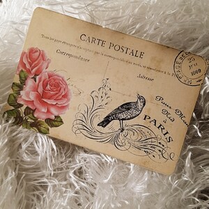 Tarjeta de diario Shabby Chic, Tarjeta en blanco, Álbum de recortes, Tarjeta de diario basura, Pájaro y rosas