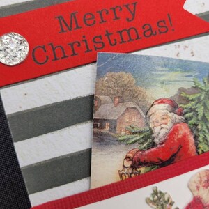 Small Christmas Journal, Vintage Victorian, Santa Composition Notebook, Altered